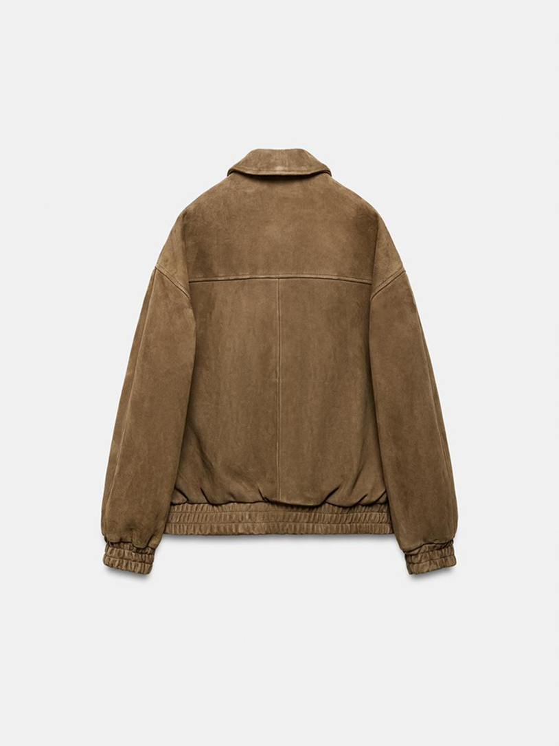 Suede Bomber Jacket Brown