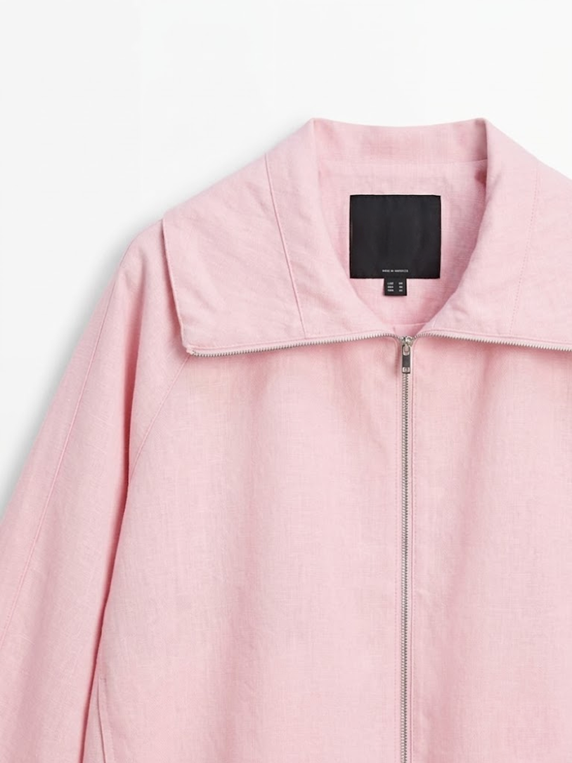 Zip-Up Cropped Jacket Pink