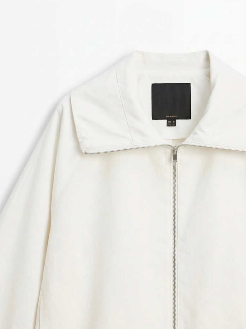 Zip-Up Cropped Jacket White