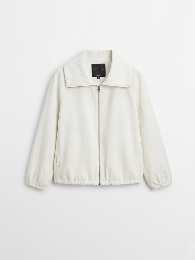 Zip-Up Cropped Jacket White