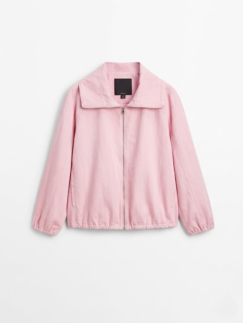 Zip-Up Cropped Jacket Pink