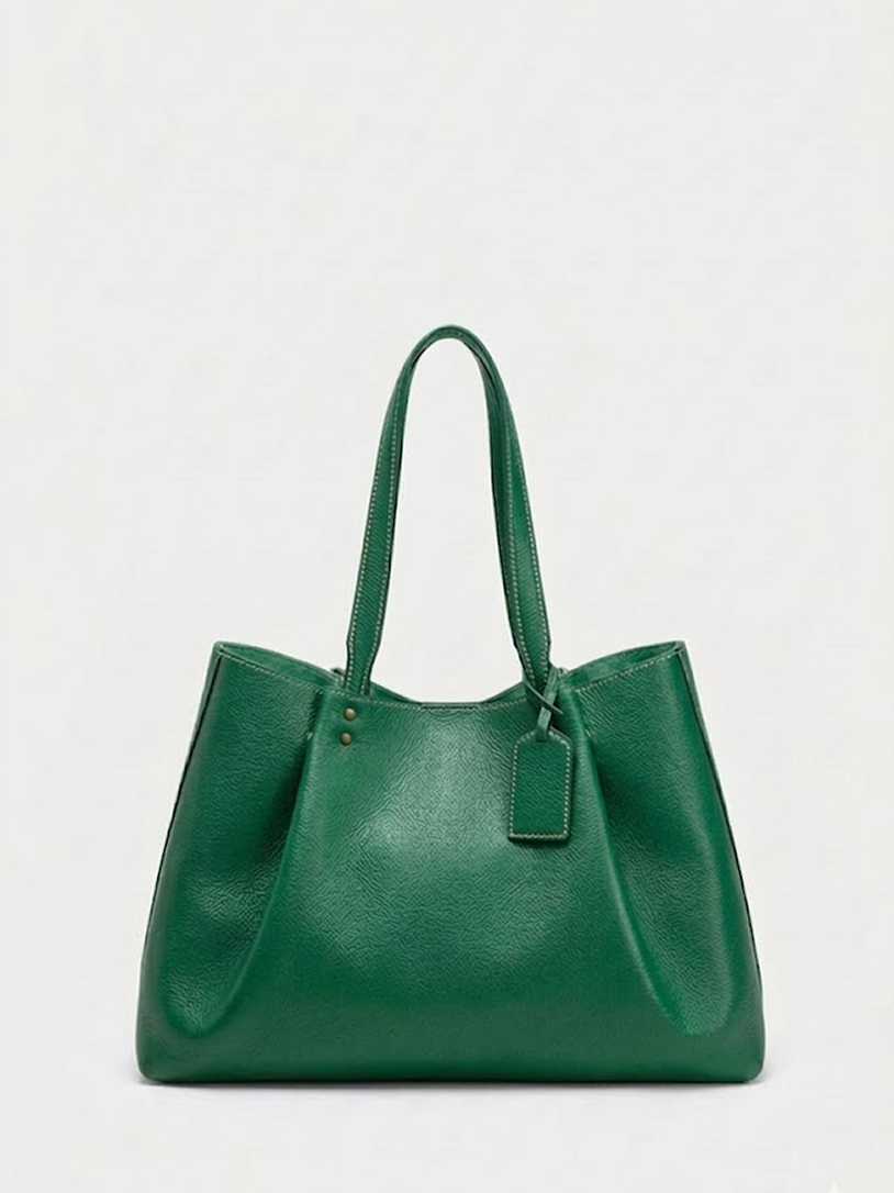 Leather Tote Bag Green