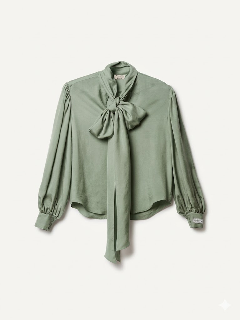 Bow-Tie Satin Blouse