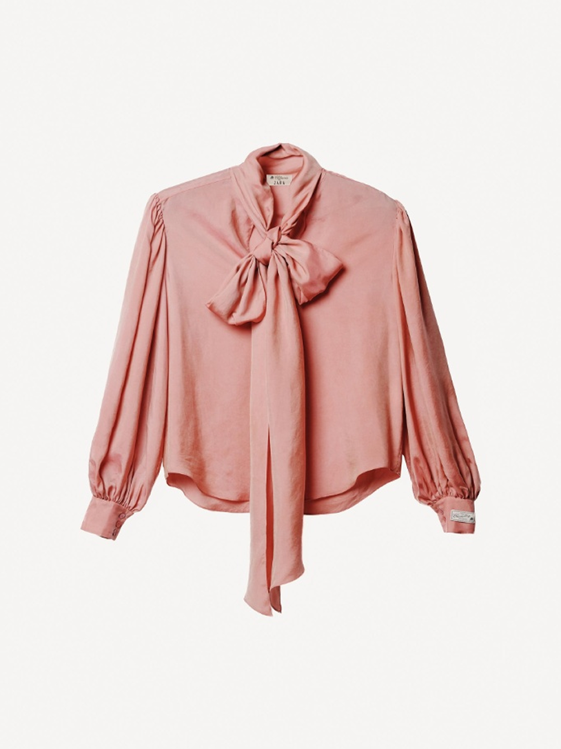 Bow-Tie Satin Blouse
