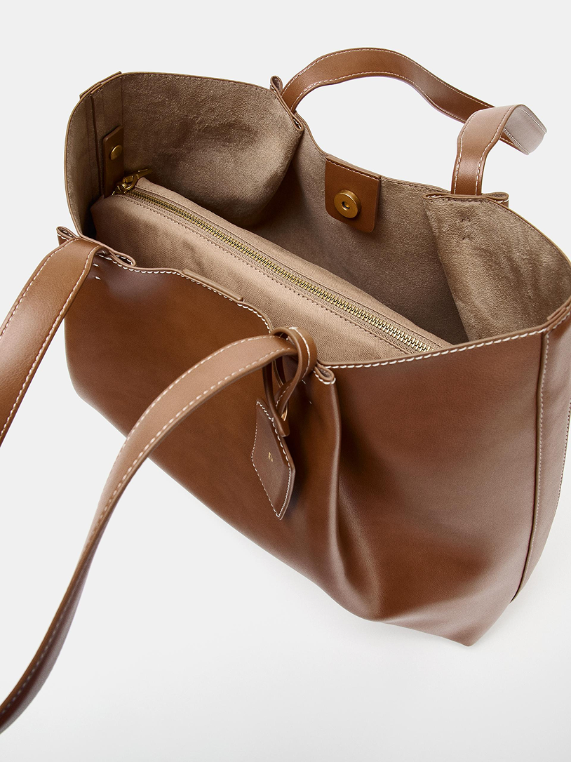 Leather Tote Bag Brown