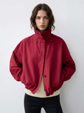 Snap-Button Bomber Jacket Red