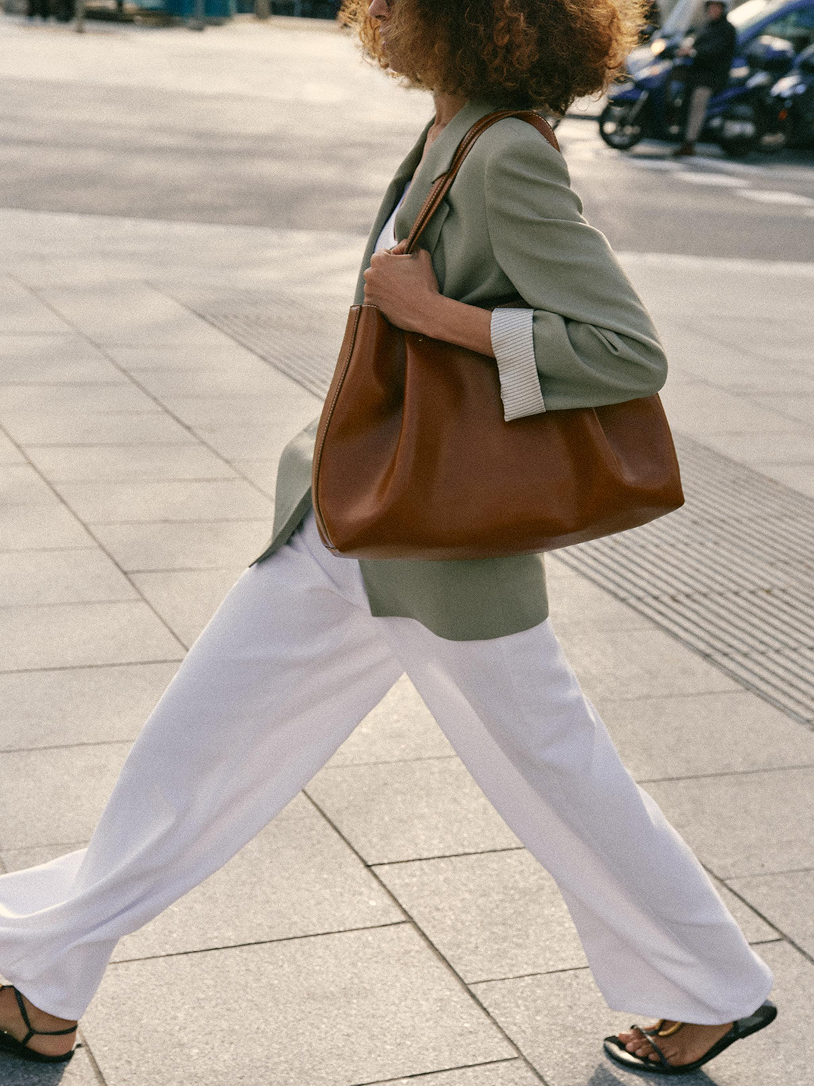 Leather Tote Bag Green