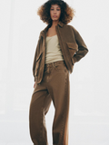 Suede Bomber Jacket Brown