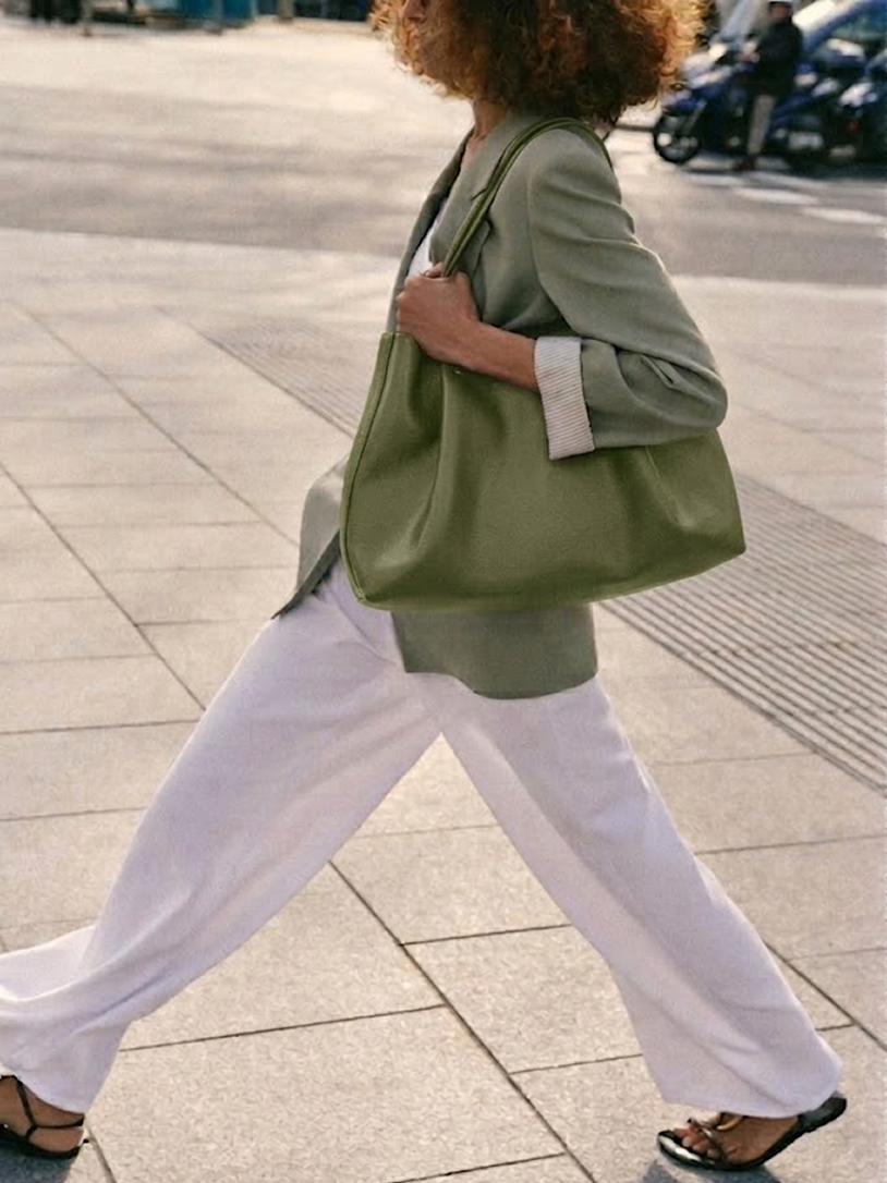 Leather Tote Bag Green